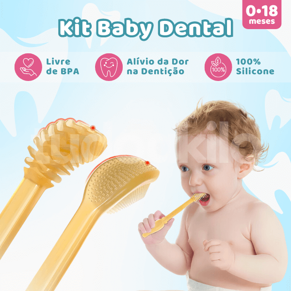 Kit Escova Dental Infantil de Silicone • Baby Dental  tudoakilo